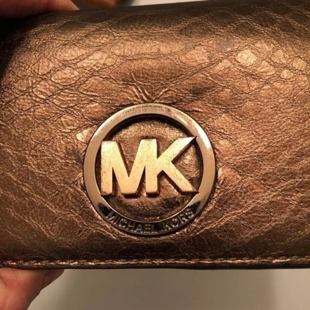 Michael kors brown metallic leather wallet